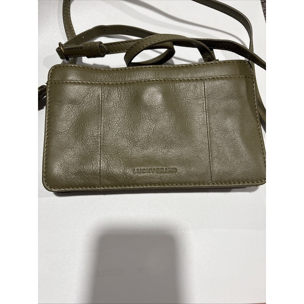 Vintage-Lucky Brand-Green Leather Crossbody Bag Women Adjustable Strap